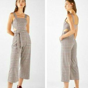COPY - Bershka tan cutout jumpsuit checkered